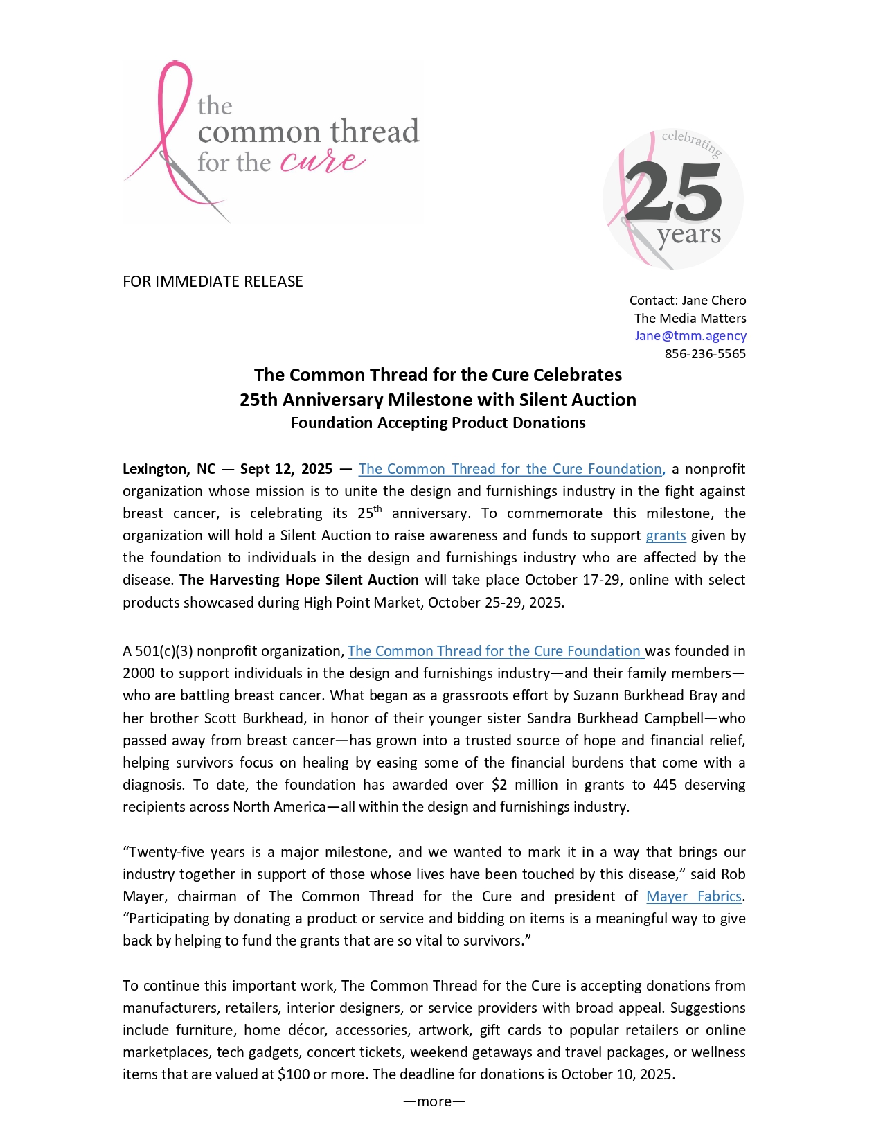 Sept 2025 Silent Auction Release